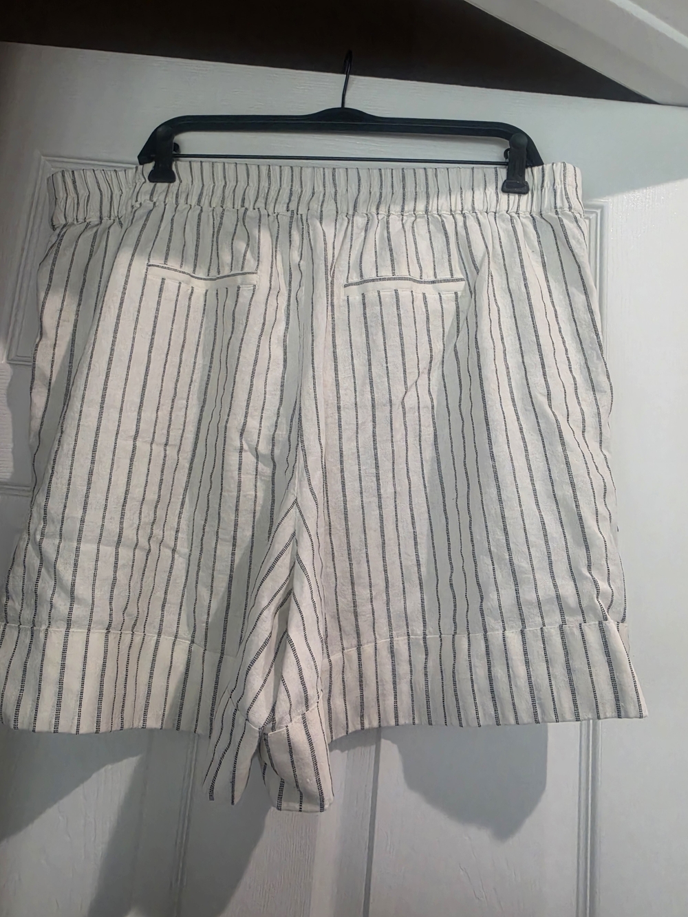High-Waist Cream Stripe Women’s Shorts